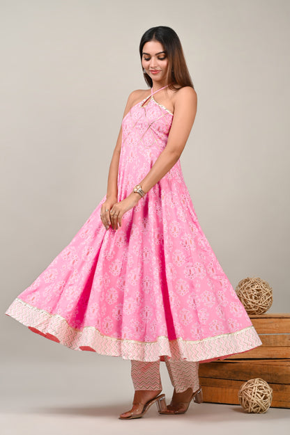 Petal Pink Short Gown with Palazzo Set