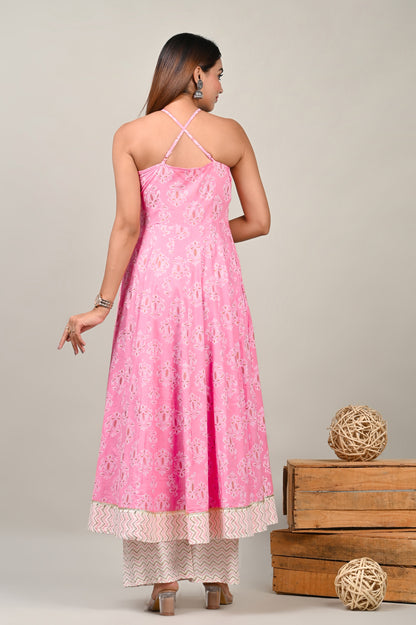 Petal Pink Short Gown with Palazzo Set