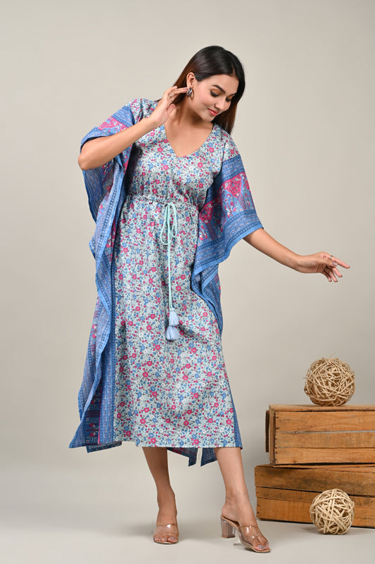 Aqua Bloom Kaftan